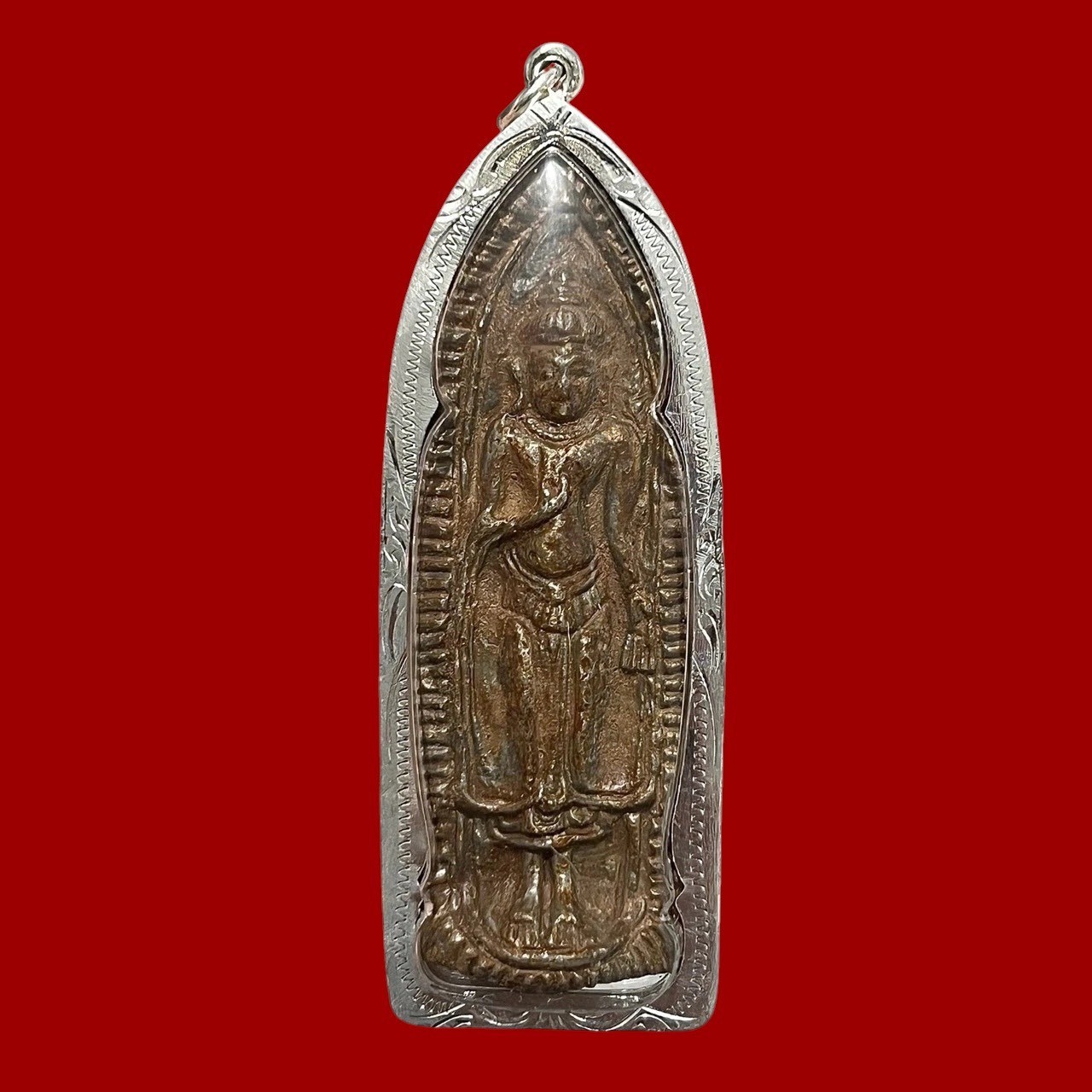 Thai Antique Vintage Phra Ruang Rang Puen Amulet Buddha Pendant Wealth Charm Old