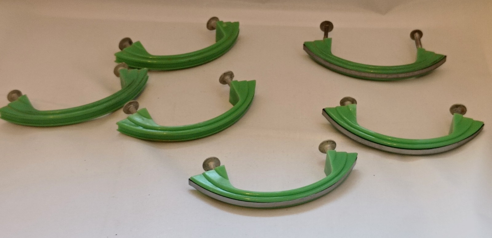 Vintage Retro Mid Century Seafoam Green Drawer Cabinet Handles Pulls Lot Of 6