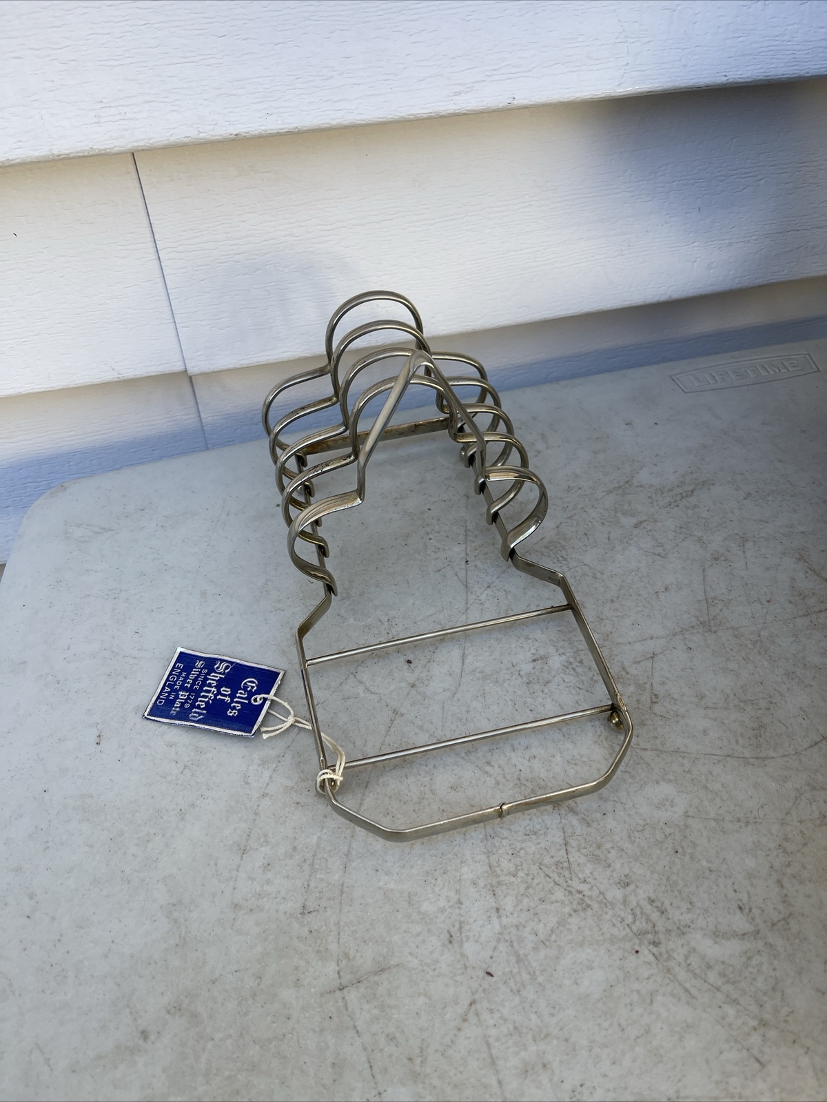 Vintage Tales of Sheffield silver plate England Tarnished 4 Slice Toast Rack