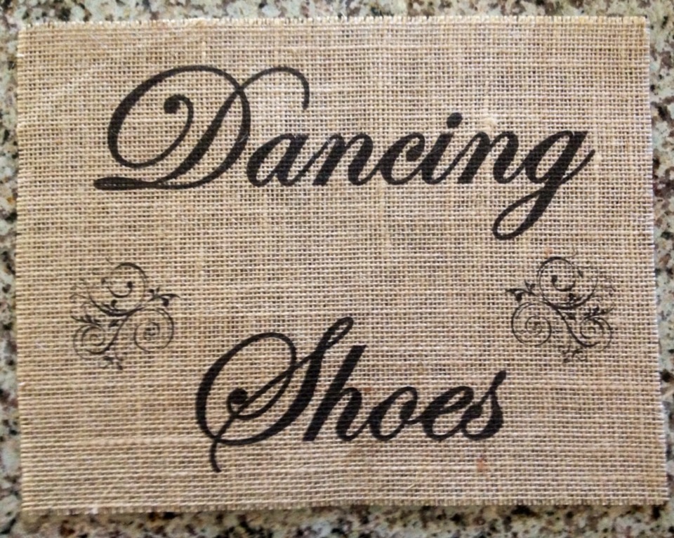 Primitive Burlap Dancing Shoes Panel Appliqué Sign Rustic Wedding Reception NEW