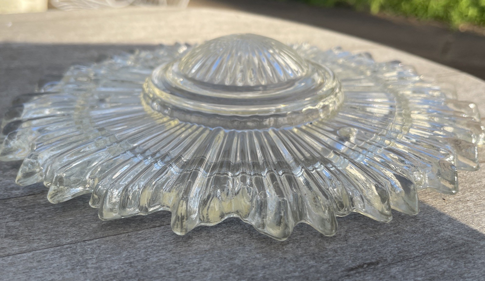 Vintage Glass Starburst 3 Hole 9″ Ceiling Light Fixture Diffuser 1920 To 1940’S