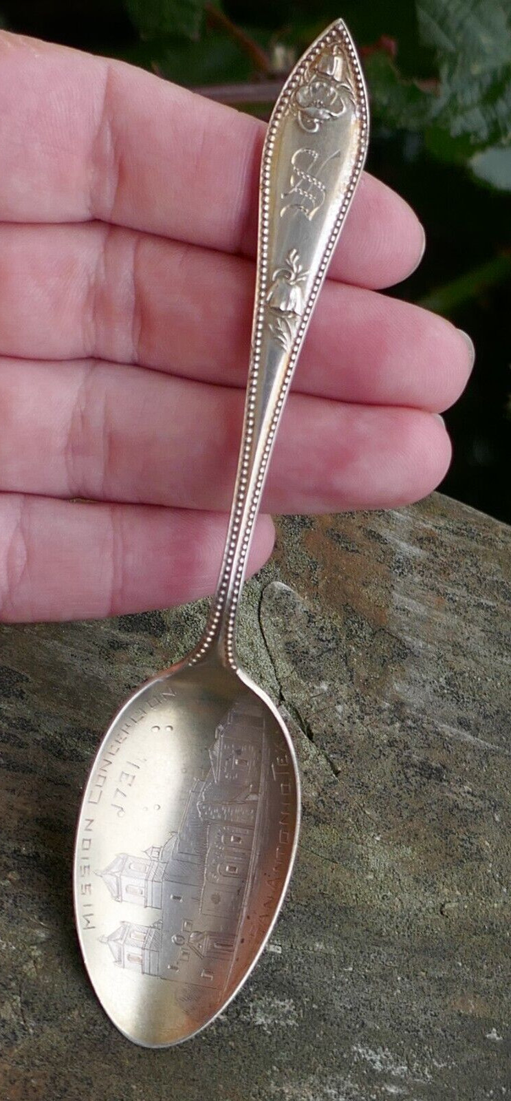 Antique Shepard Sterling Mission Concepcion San Antonio, Texas Souvenir Spoon