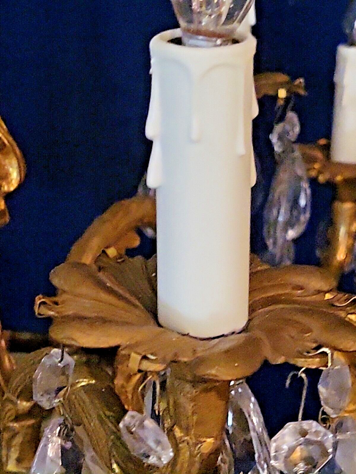 Antique Bronze Brass Ormolu Rococo Gold Gilt 12 Lite Crystal Chandelier Vintage