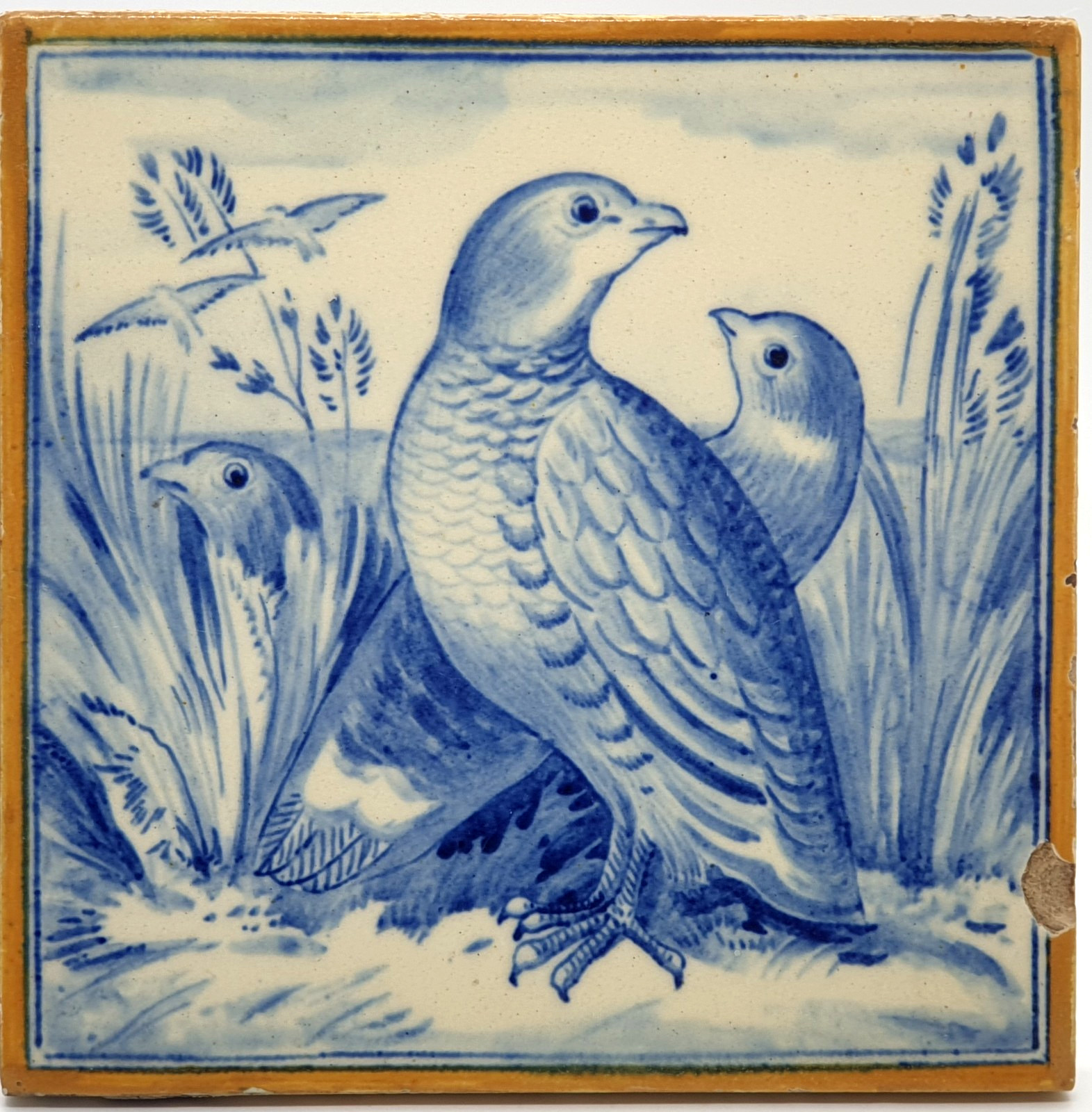 Antique Fireplace Tile Minton Hollins & Co Game Birds Design C1885 AE9