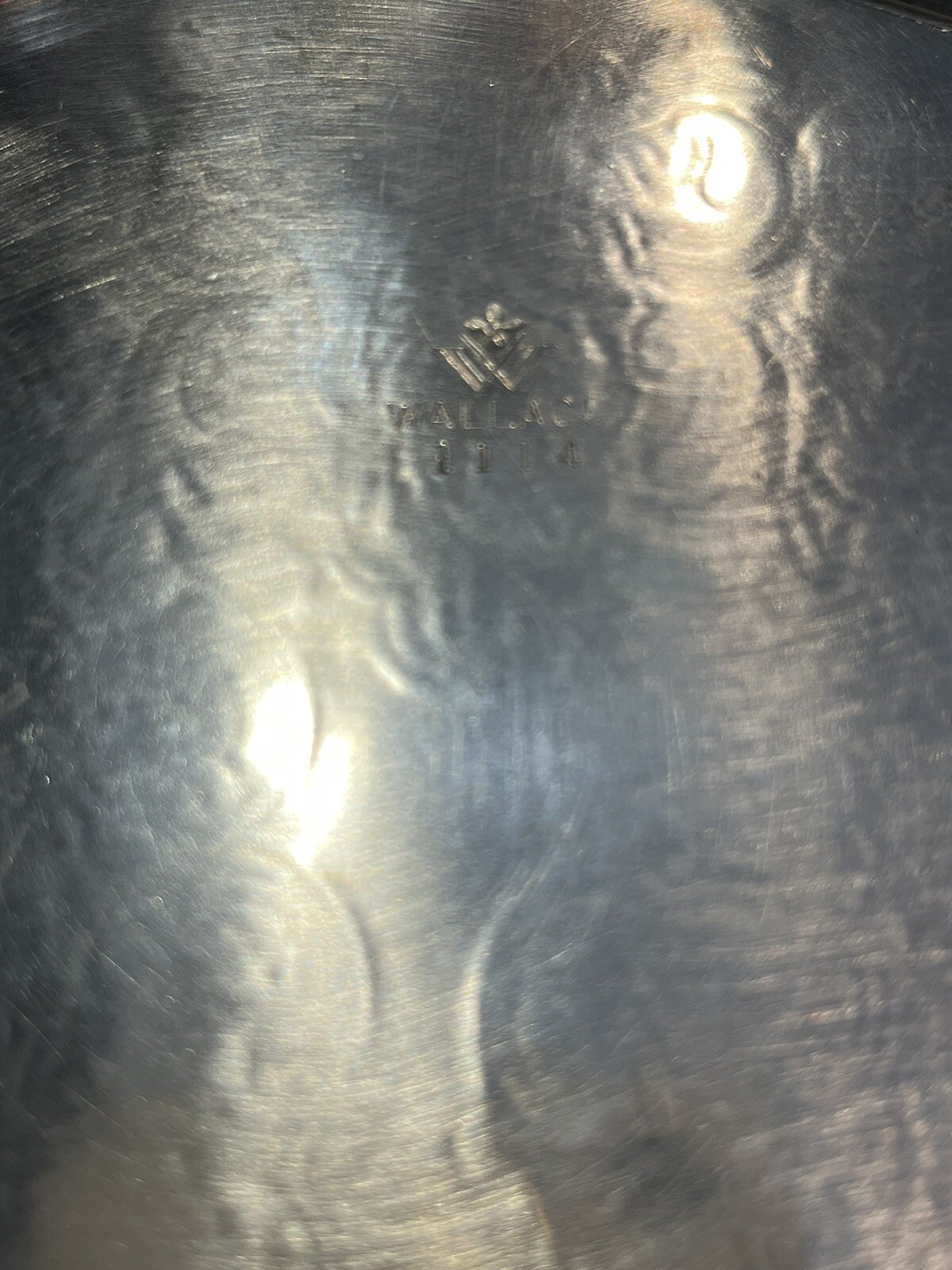 vintage wallace silverplate Round Footed Serving Tray 1114 Engraved On Back