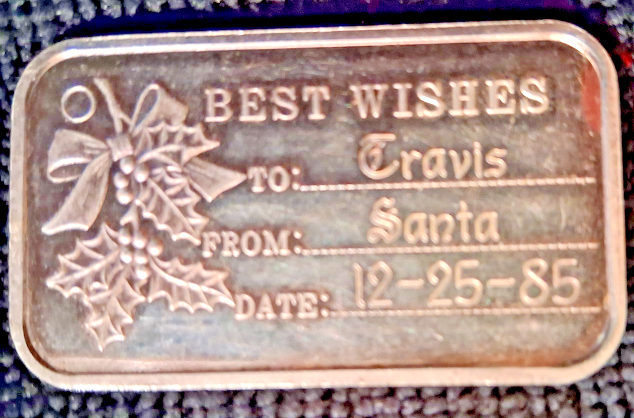 1 Troy ounce silver bar .999 fine. Unique, one of a kind.
