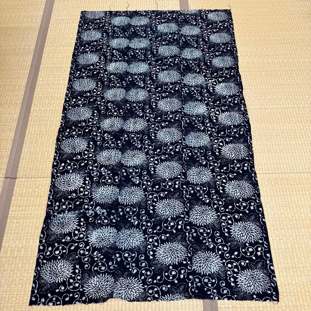 Indigo Cotton KikuKarakusa 3width Vintage Fabric 100 Cotton Traditional
