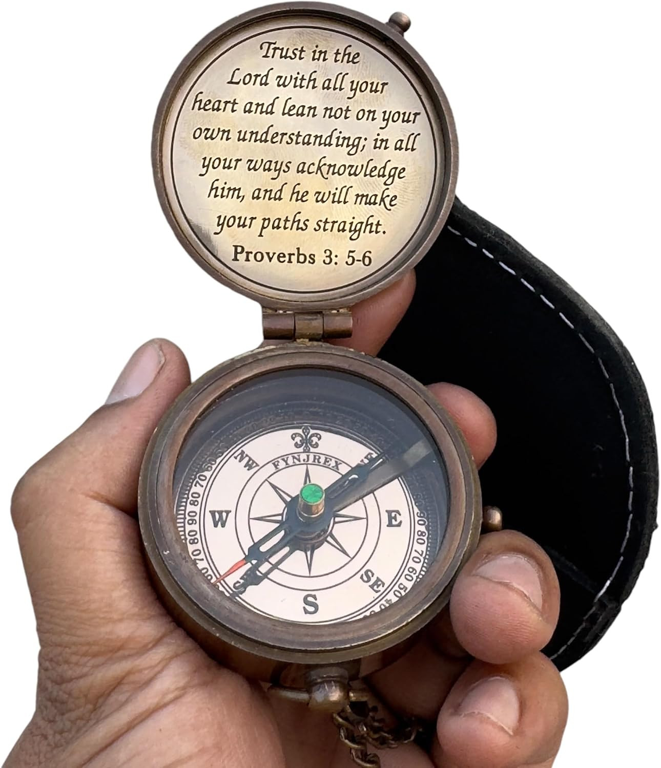 Proverbs 3: 5-6 Engraved Compass Gift for Men, Trust in the Lord Inscription Com