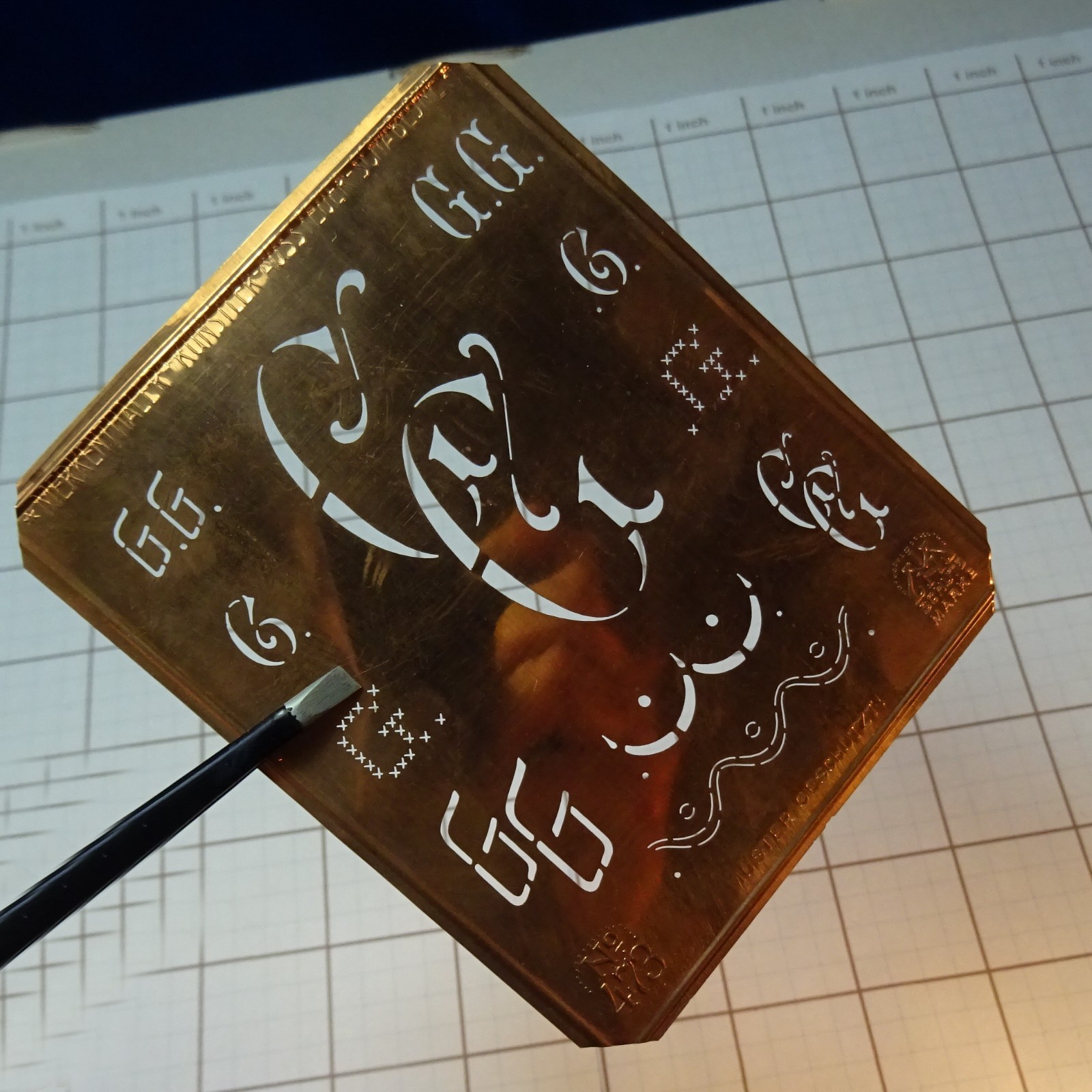 GG G G monogram initials letter copper stencil antique LARGE family name sign