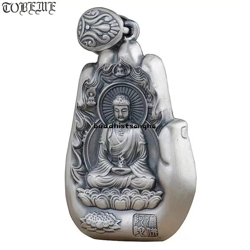 999 Silver Eight Buddha Statue Amulet Pure Silver Buddhist Buddha Statue Pendant
