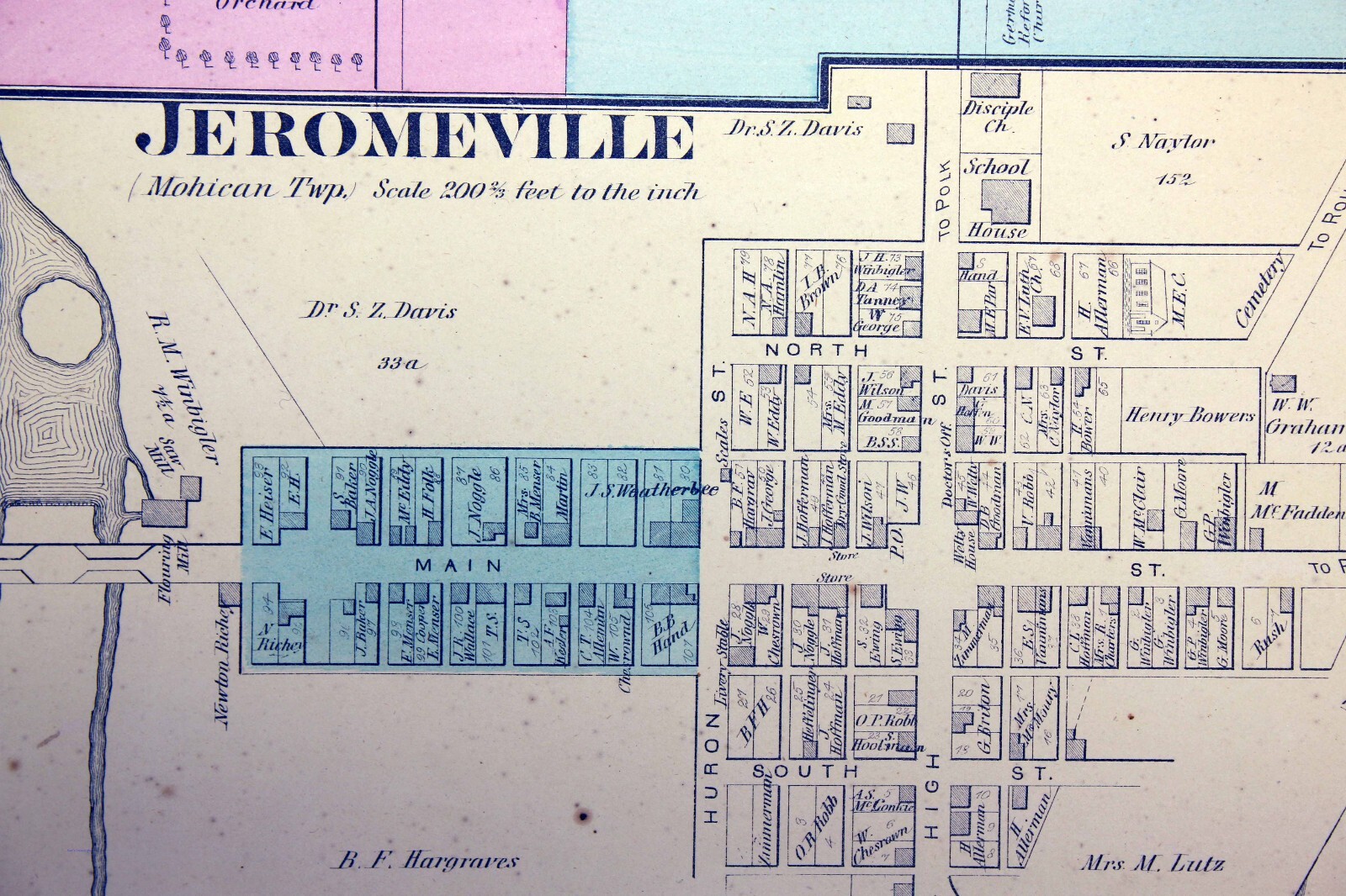 1874 Plat Map Village of Jeromeville and Town of Polk Ashland County Ohio