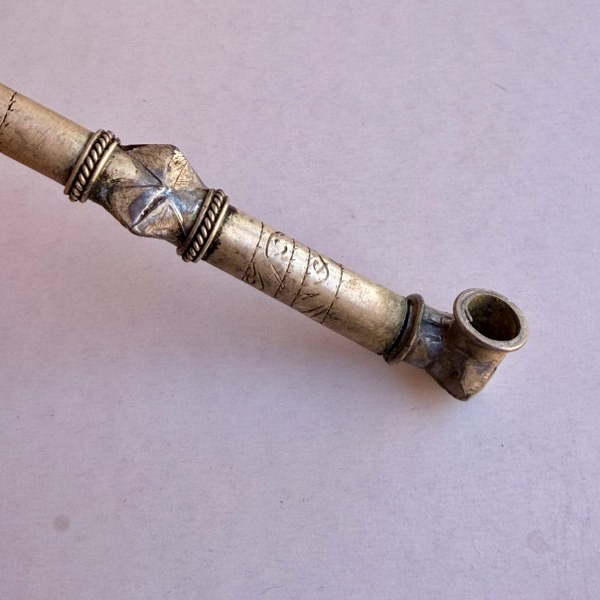 Ancient Tobacco Pipe Vintage Engraved Smoking Artifact
