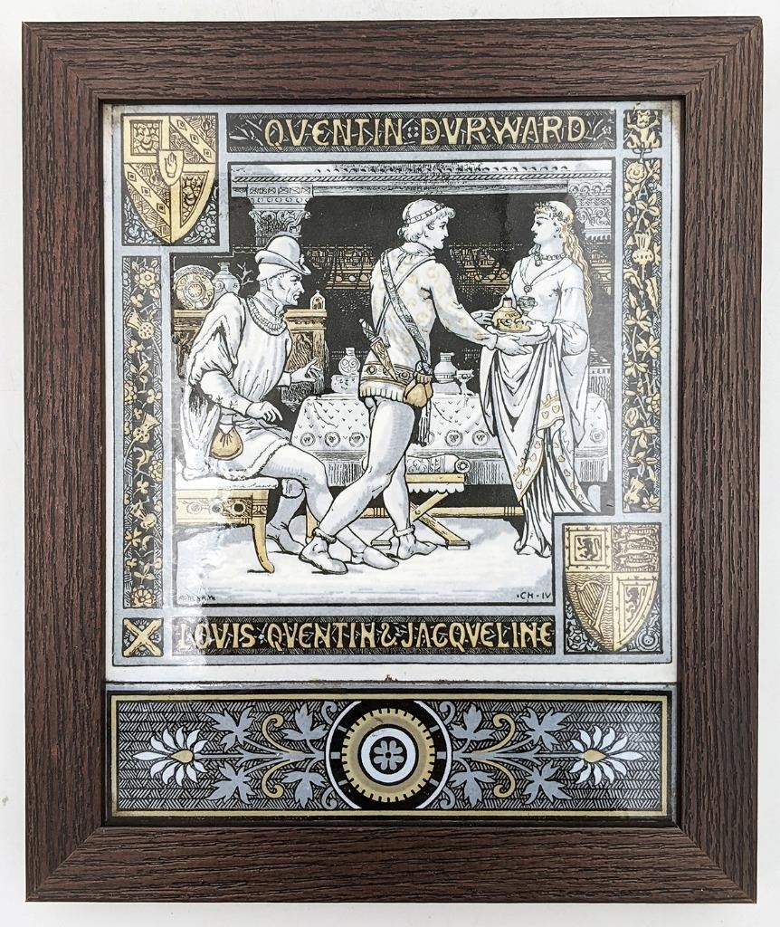 MINTON’S JOHN MOYR SMITH ‘QUENTIN DUWARD’ FRAMED CERAMIC TILE 19TH CENTURY