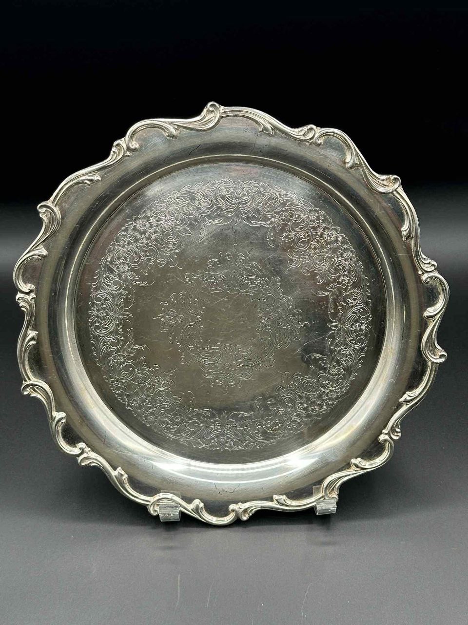 Wilcox International Silver Co Joanne 7270 Silverplate Tray 11″ Floral Scrolls