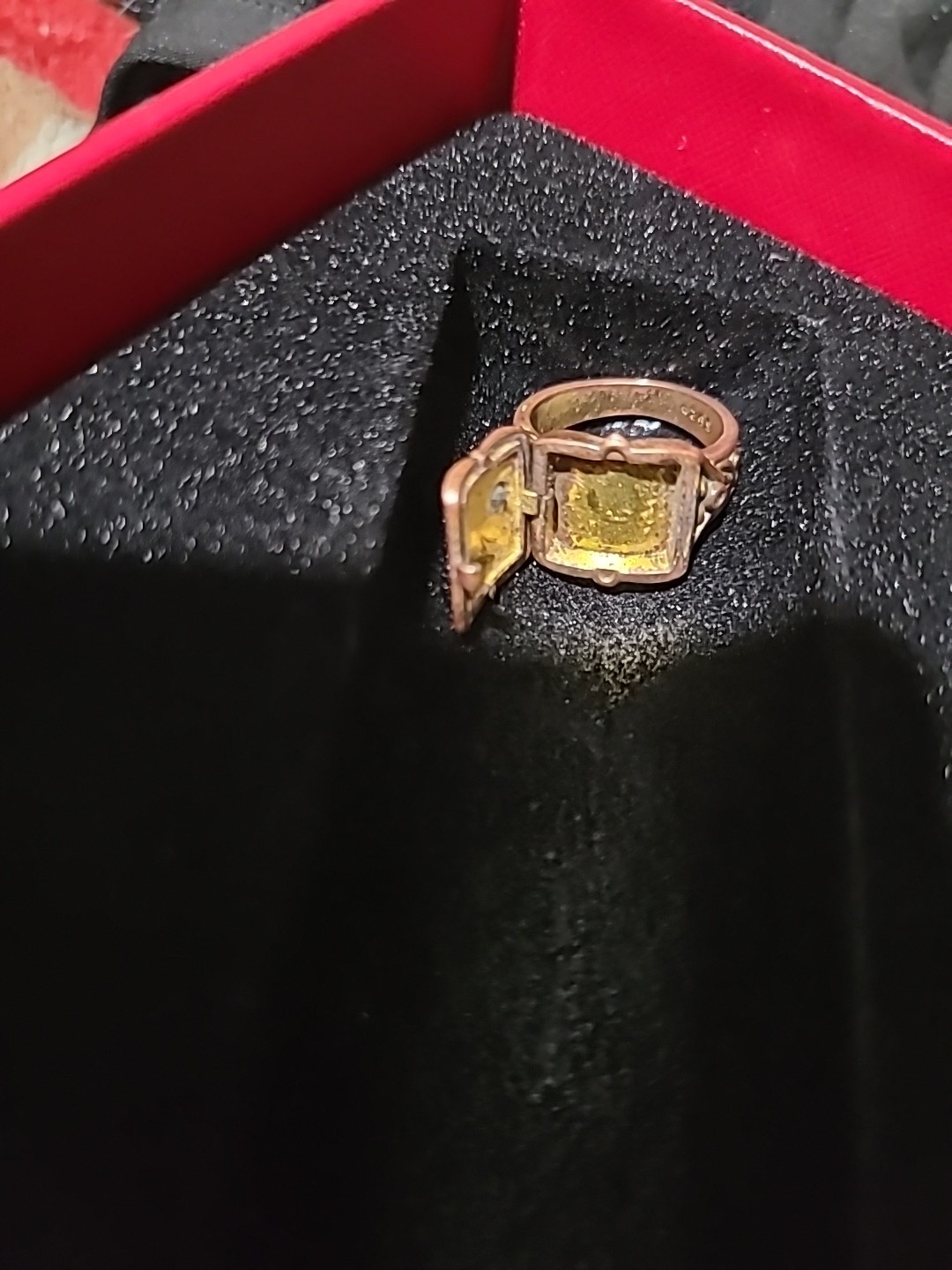 Antique Gold Enamel Locket Ring