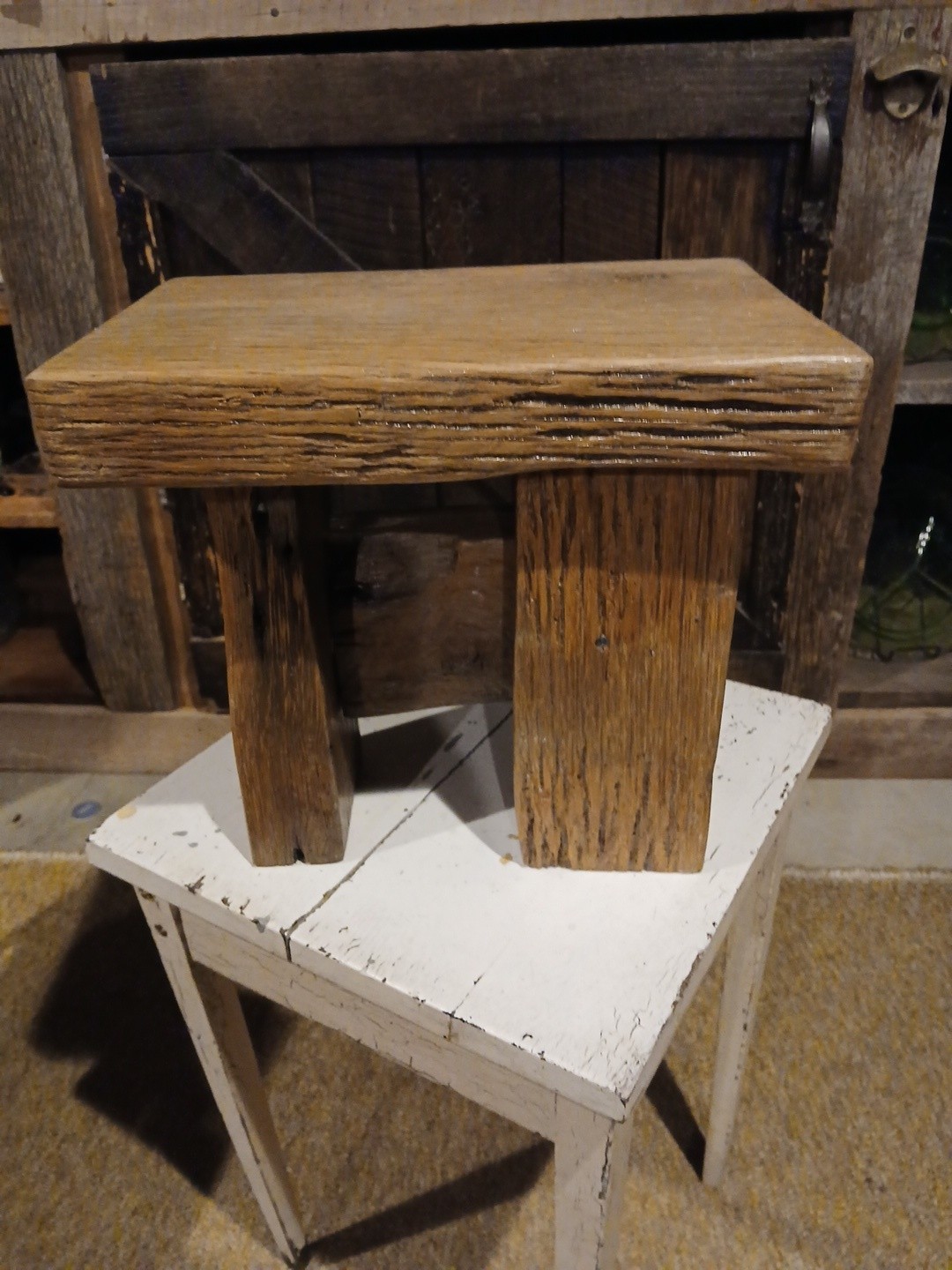 Antique Rustic Farm Milking Stool Solid 150 Year Old Barn Wood