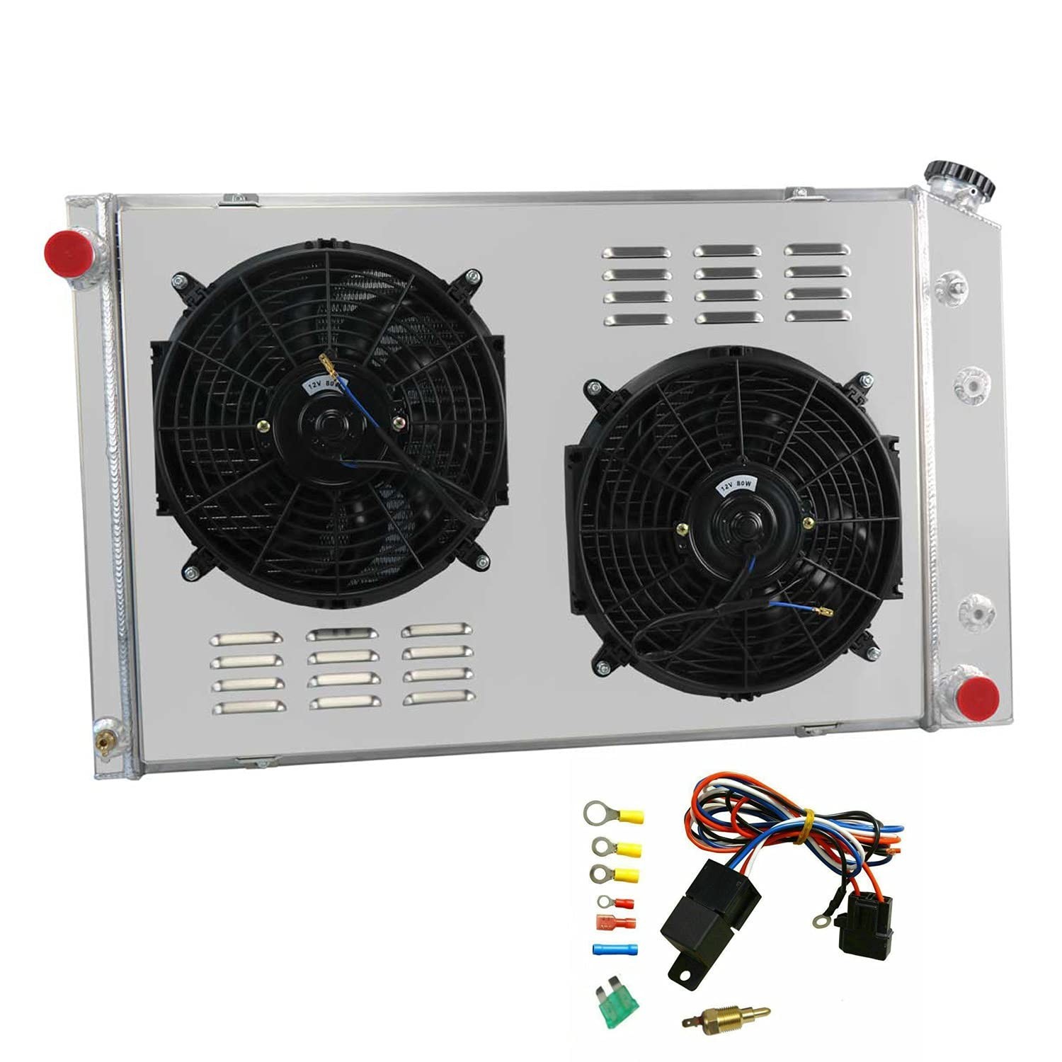 3 Row Radiator Fans Compatible With 1973-1991 Chevy C/K C10 C20 C30 K10 Truck…