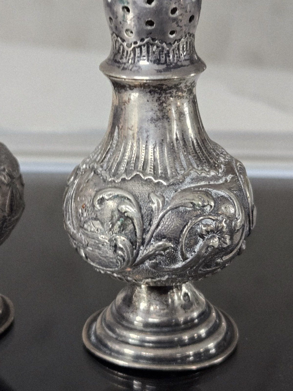 BEAUTIFUL ANTIQUE DUTCH 830 SILVER SALT AND PEPPER 1920