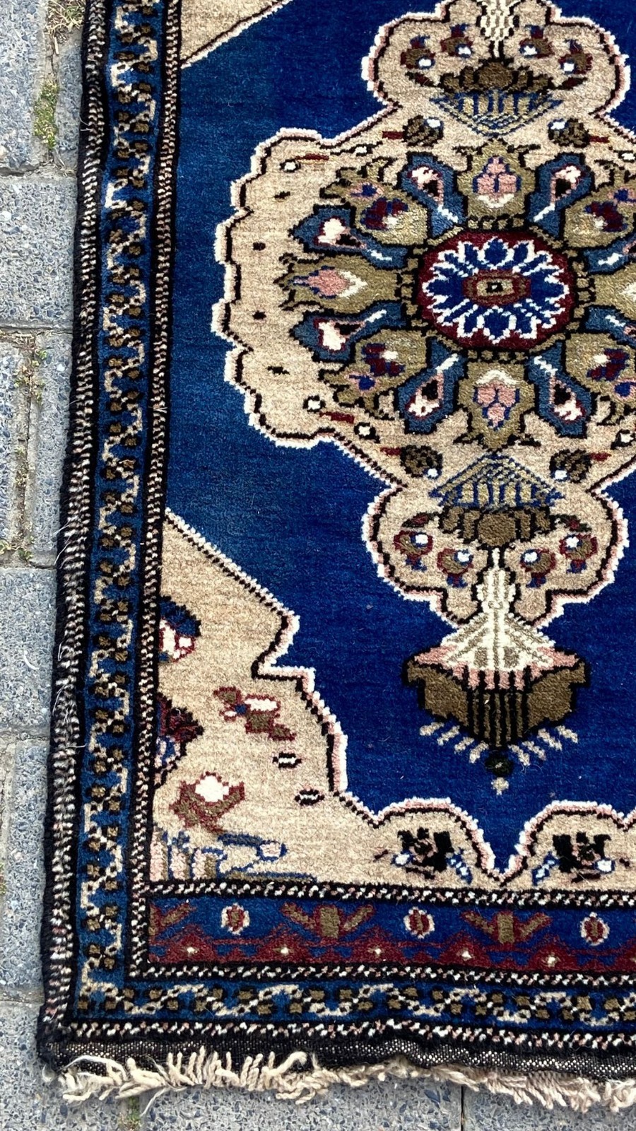 Blue Handmade Wool Rug, 1.9×3.2 ft Small Carpet, Entryway Decor, Home Gift Rug