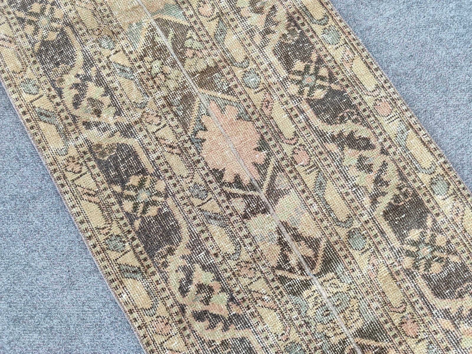 Rare 2×13 Heriz Runner Rug Narrow, Skinny Antique Runner 2×13 Turkish vintage