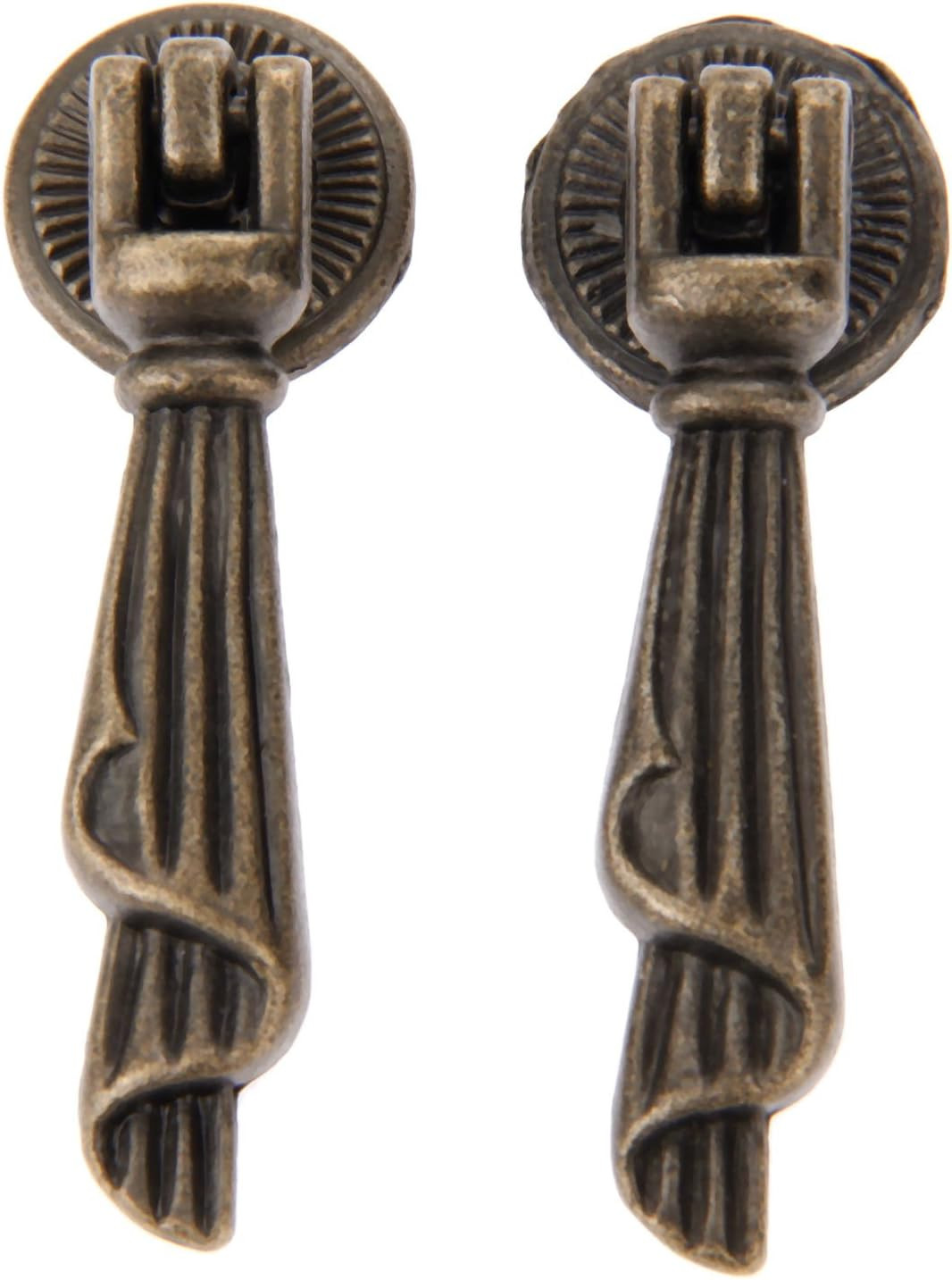 2Pcs Antique Bronze Metal Decorative Single Hole Drop Handle Drawer Cabinet Pull