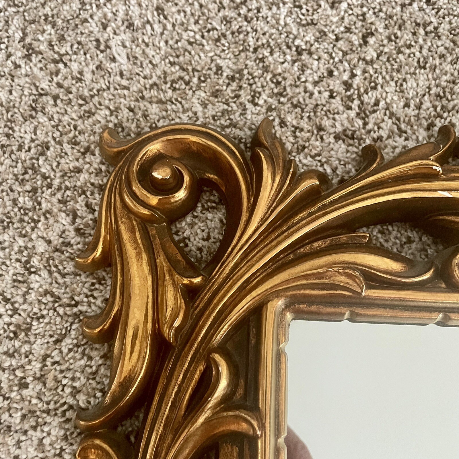 Vintage Turner Gold Scroll Leaf Rectangular Mirror Hollywood Regency MCM