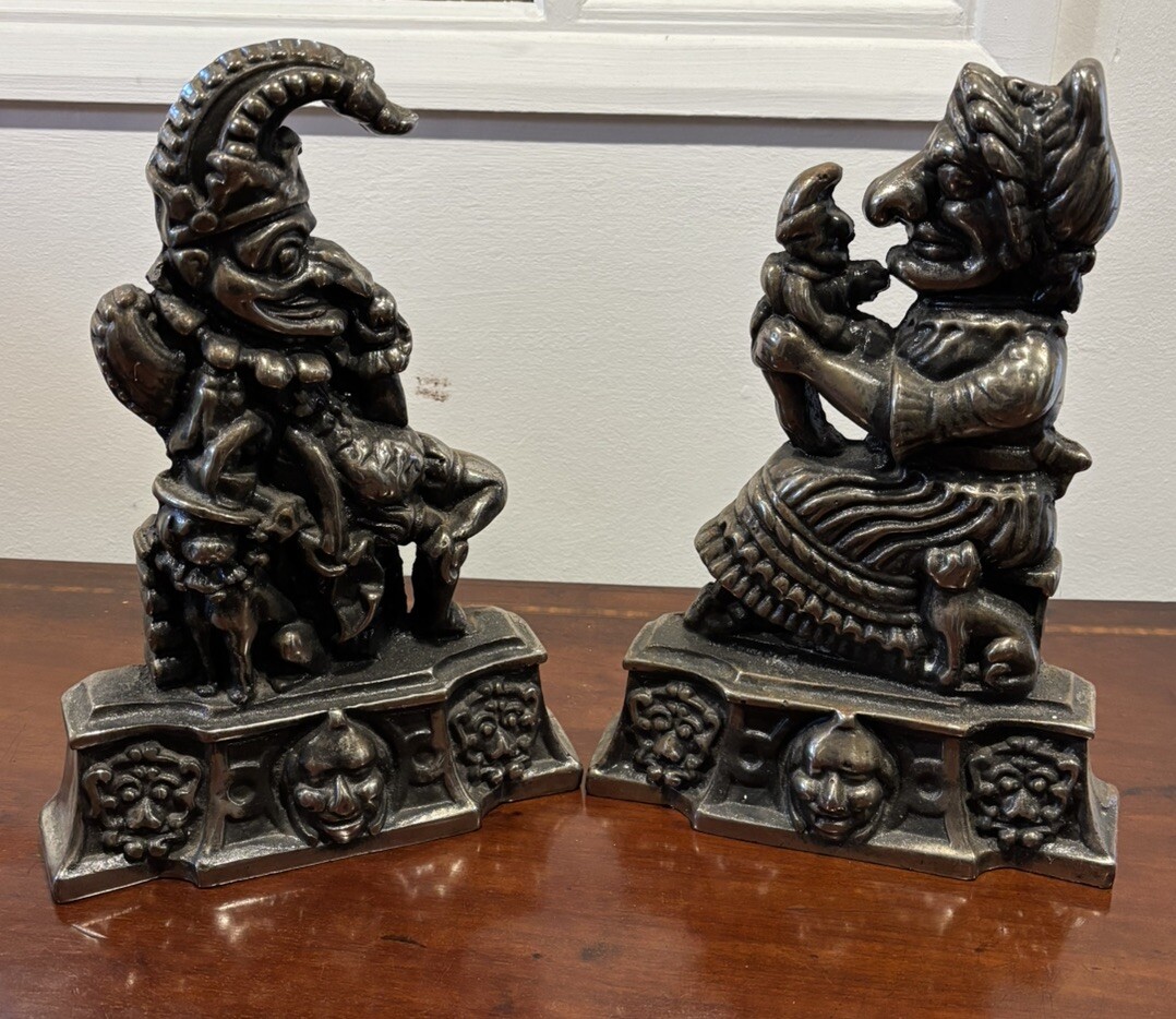 Cast Iron Punch And Judy Door Stops.