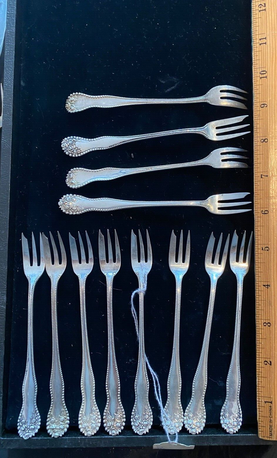 12 GORHAM LANCASTER ROSE STERLING SILVER SEAFOOD FORKS NOT MONOGAMMED 1 BID