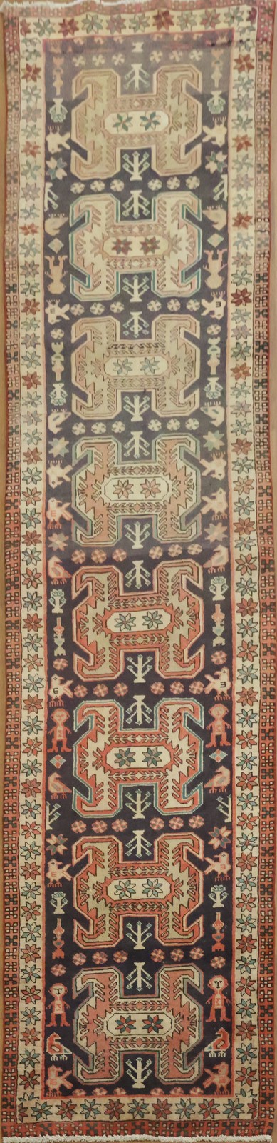 Traditional Narrow Runner Rug Handmade with Bold and Intricate Patterns 2×10