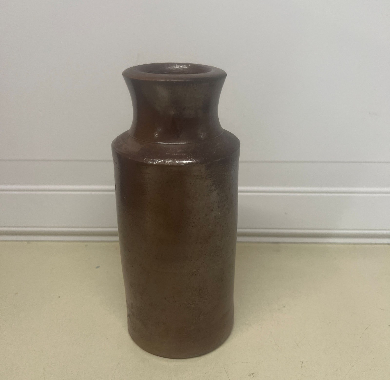 Antique Brown Salt-Glazed Stoneware Apothecary Jar Urn 7 Inches Tall