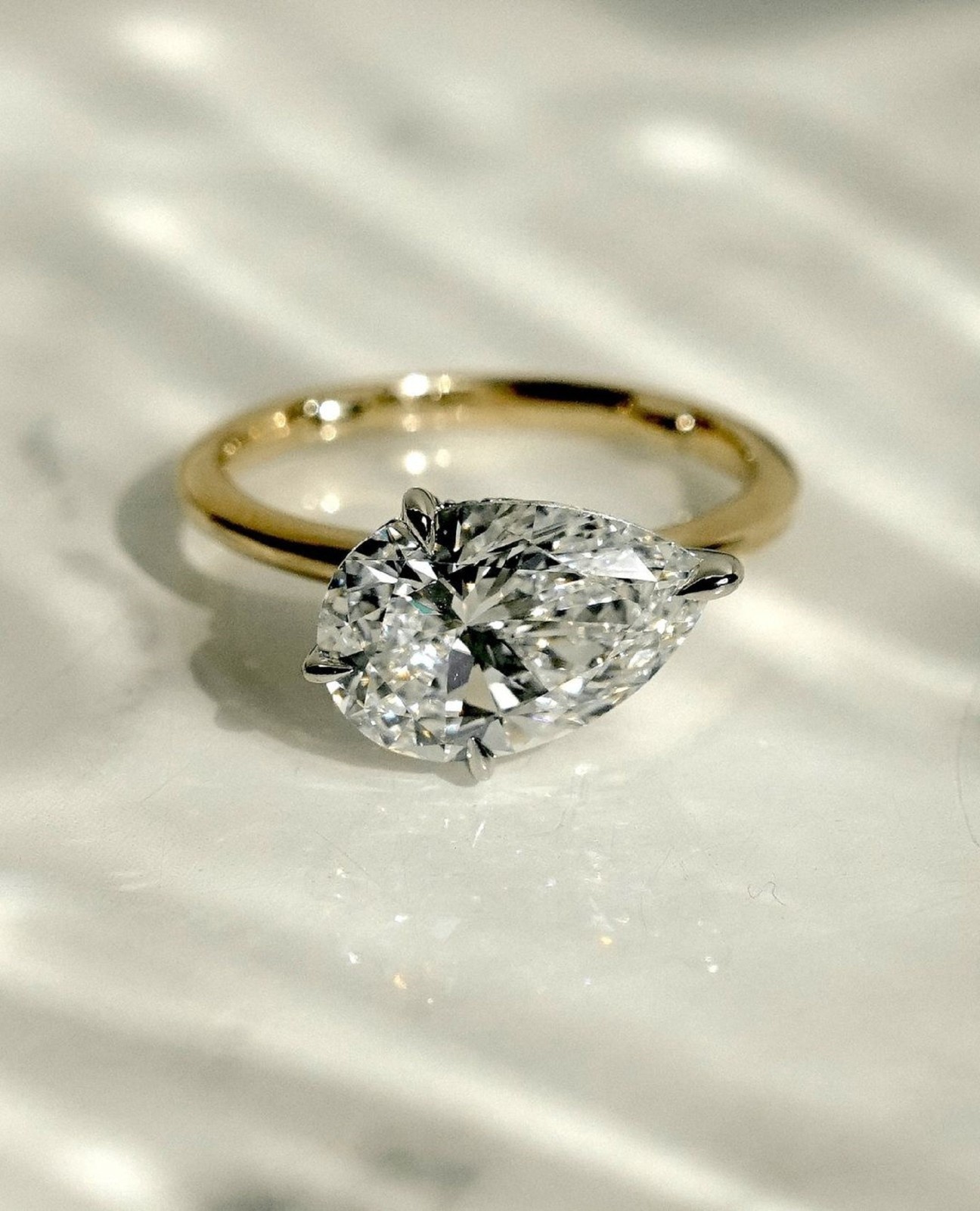3.00 Ct Pear Cut Prong Set Lab Grown Diamond Engagement Ring for Women