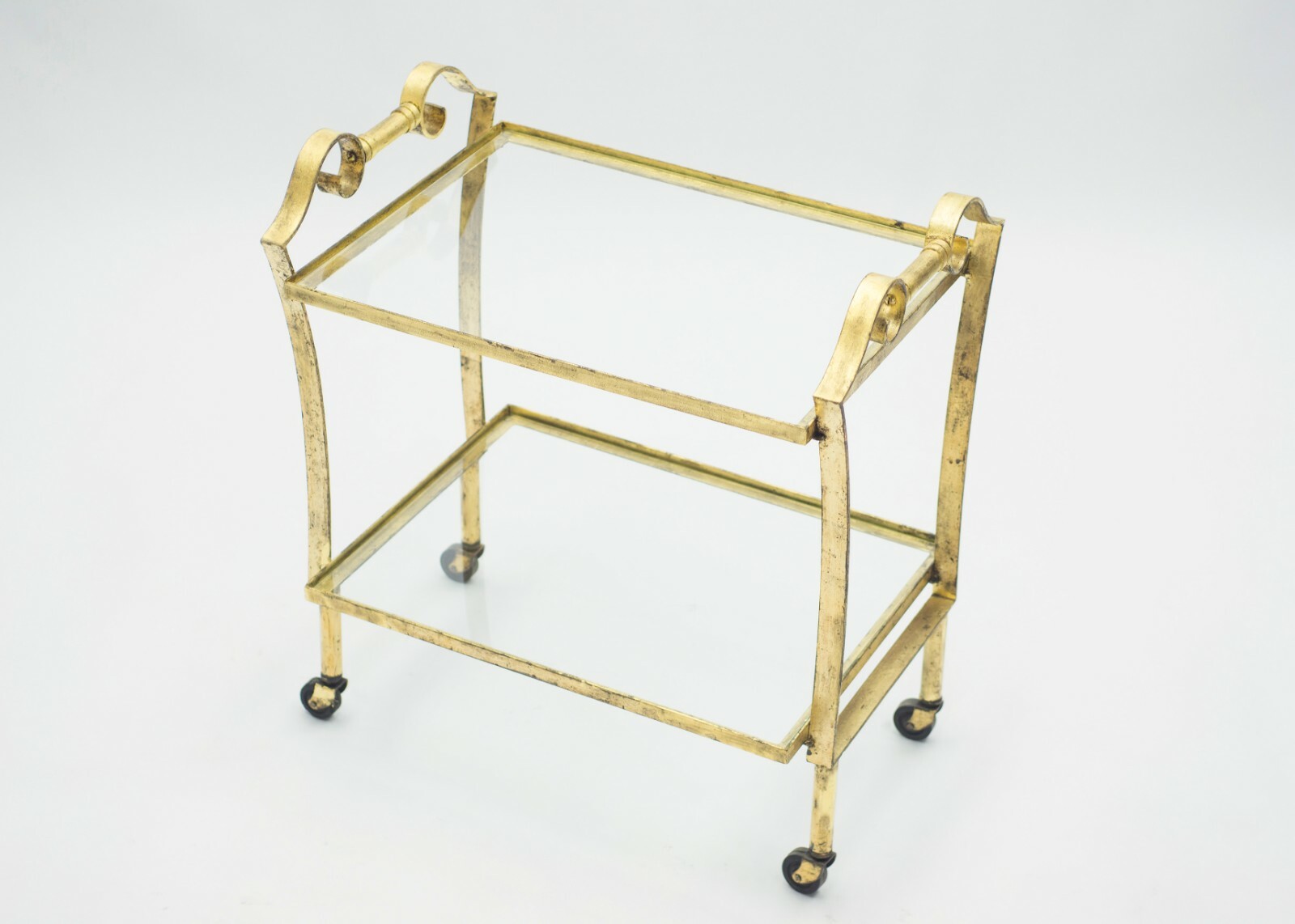 French neoclassical Maison Ramsay gilded iron bar cart 1940s