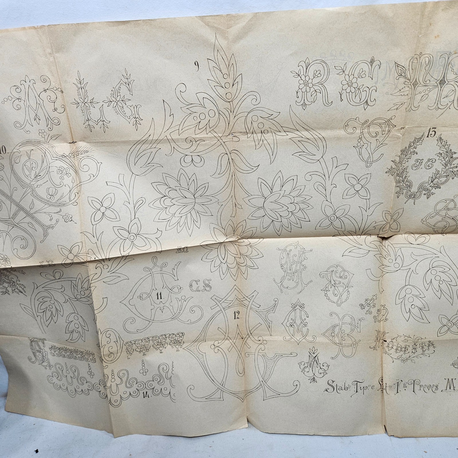 Antique Double Sided Embroidery Pattern From Milano Italy 24 x 34 1/2″