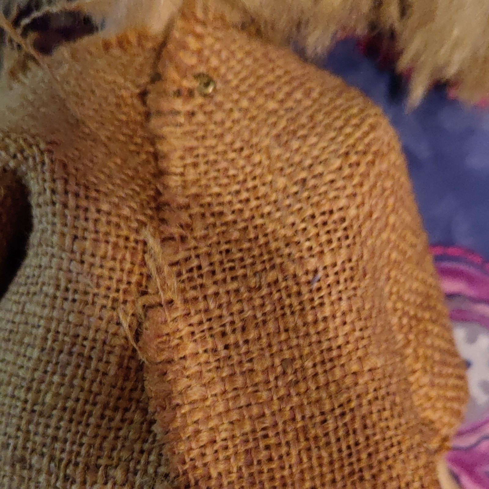 Blonde Girl Play Doll Brown Eyes Removable Burlap Outfit