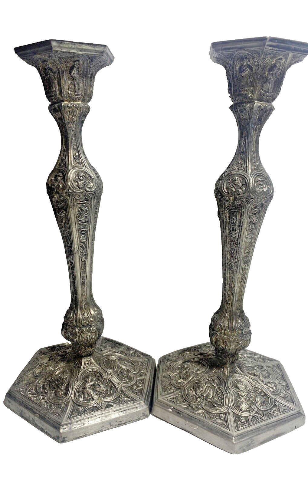 2 Vintage Friedman Silver Co J & F Dutch Revival 10.5″ Candlestick Holders