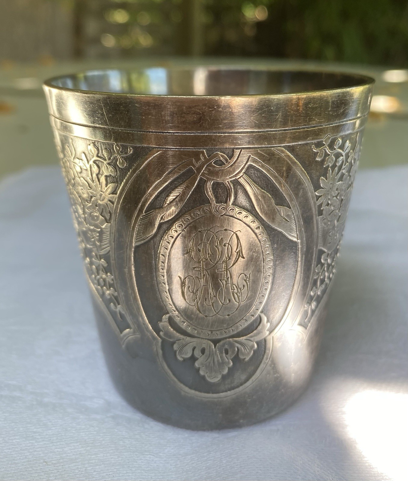 Antique French Apollo Silver Plated Baptism Christening Cup