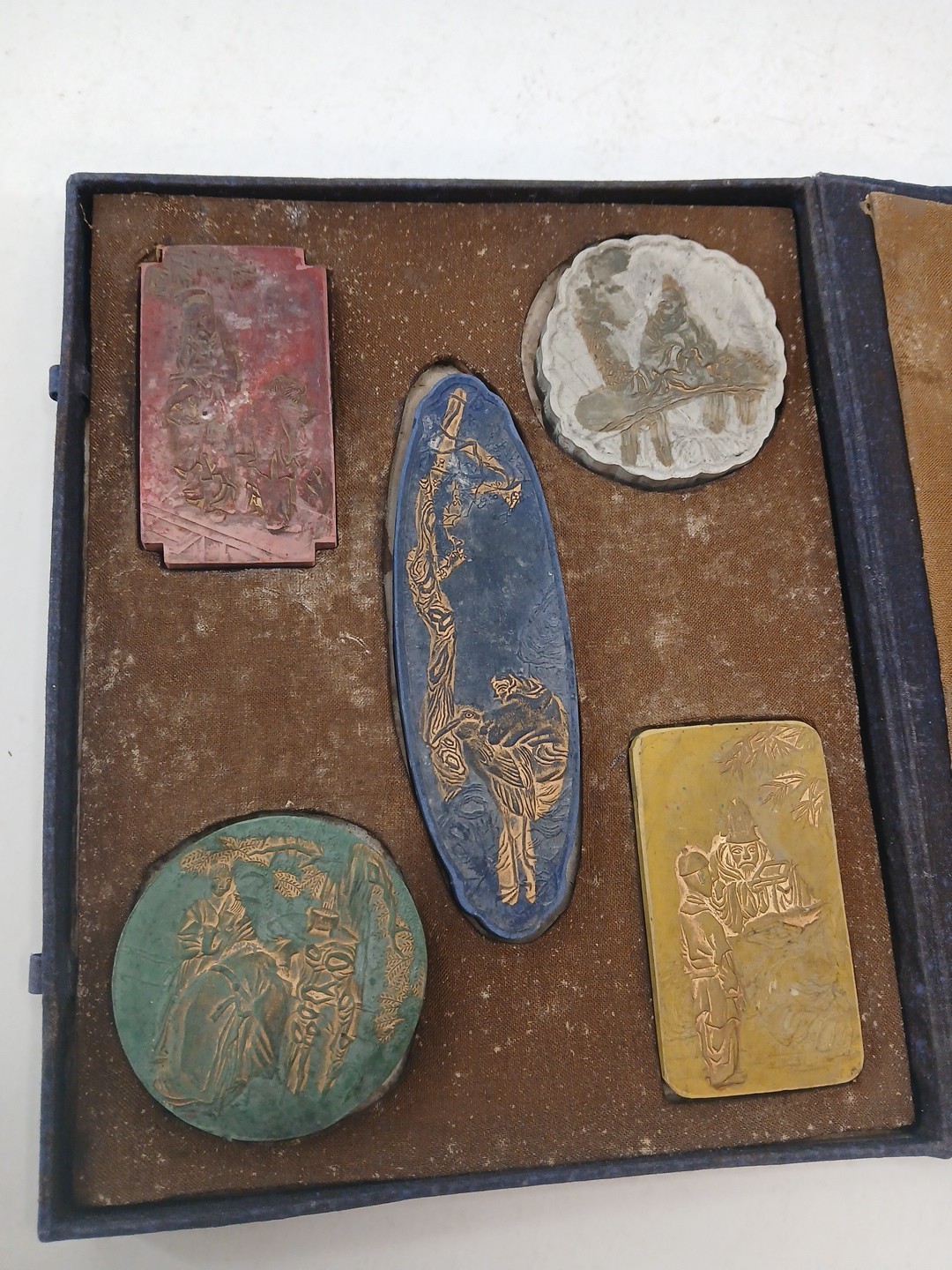 5 Pc. Antique Chinese Ink Stick Calligraphy Set – People, Birds