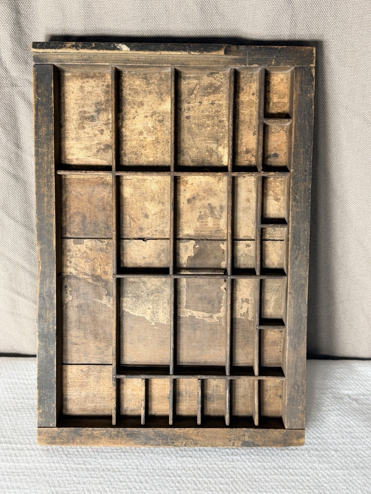 Vtg. Wooden Printers Tray Letter Press Case Display 11.25″ x 16.5″ Cottage Core