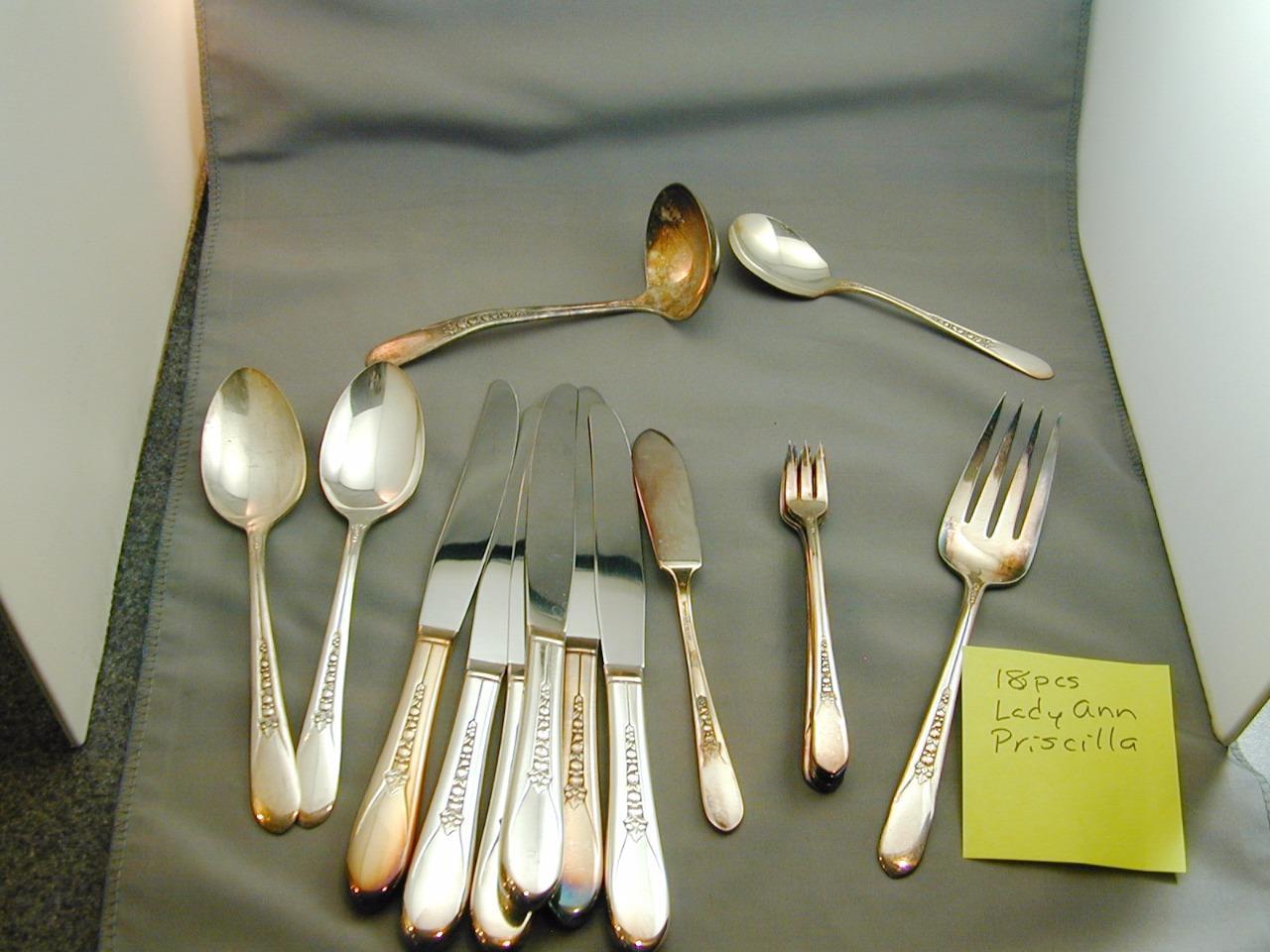 18 Pieces Wm Rogers Lady Ann Priscilla Silver Plate Flatware Seafood Forks