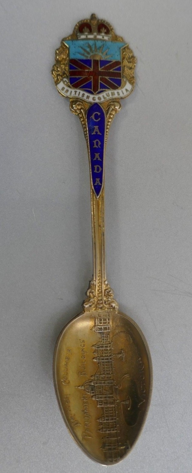 Gold Washed Sterling Silver British Columbia Parliament Building Souvenir Spoon