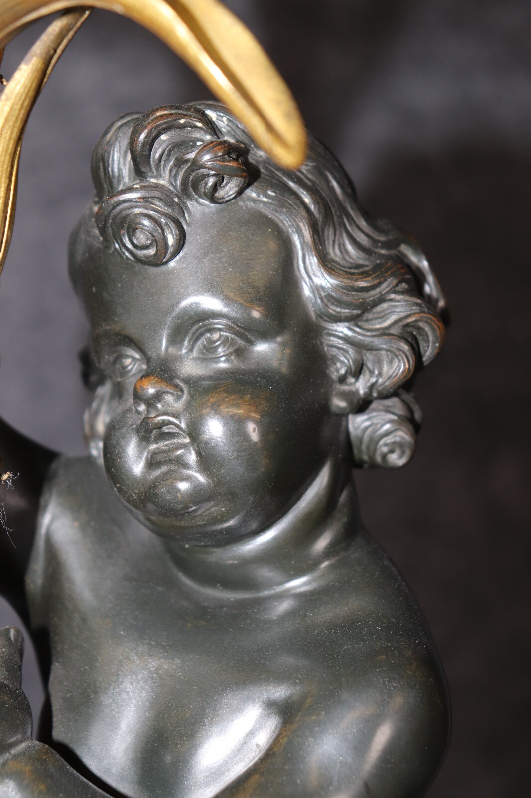 Pair 19th C Bronze Dore’ Cherubs Table Lamps Candelabra Manner Henry Dasson