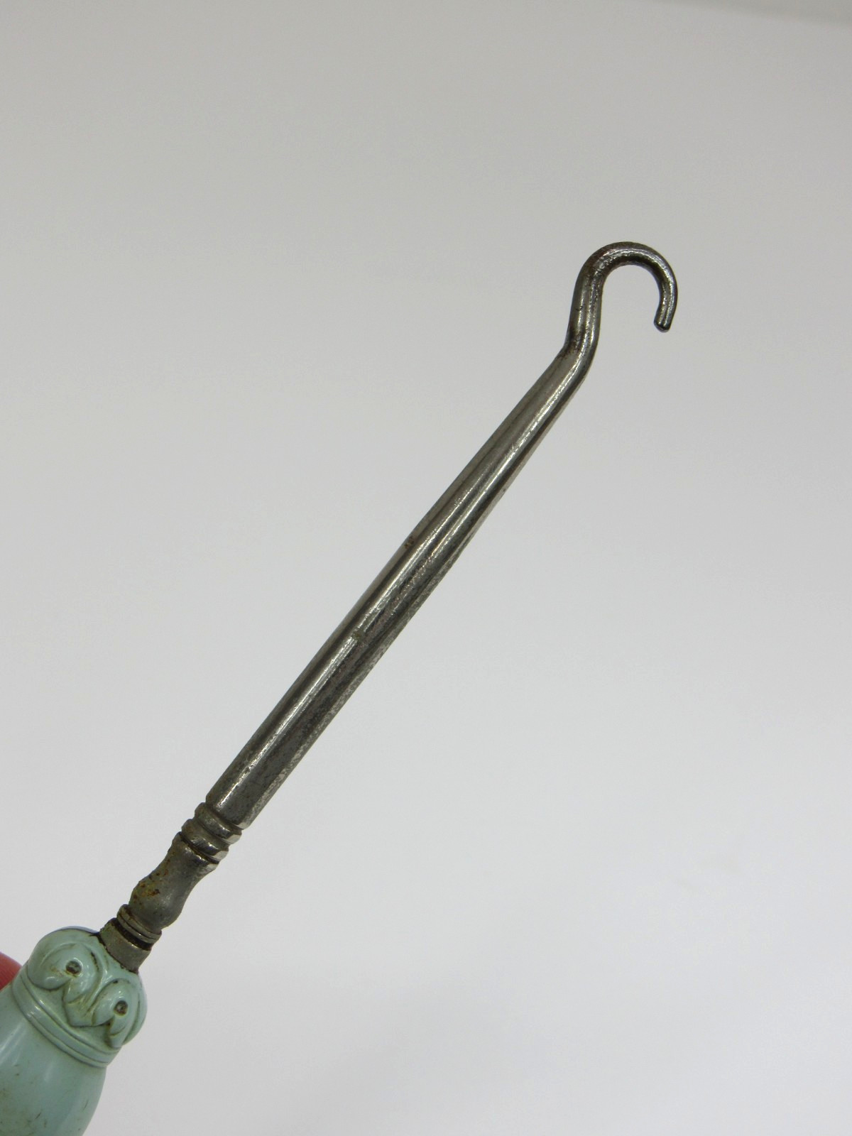Unique Antique Victorian Button Hook w/ Green Bakelite BOOT Handle