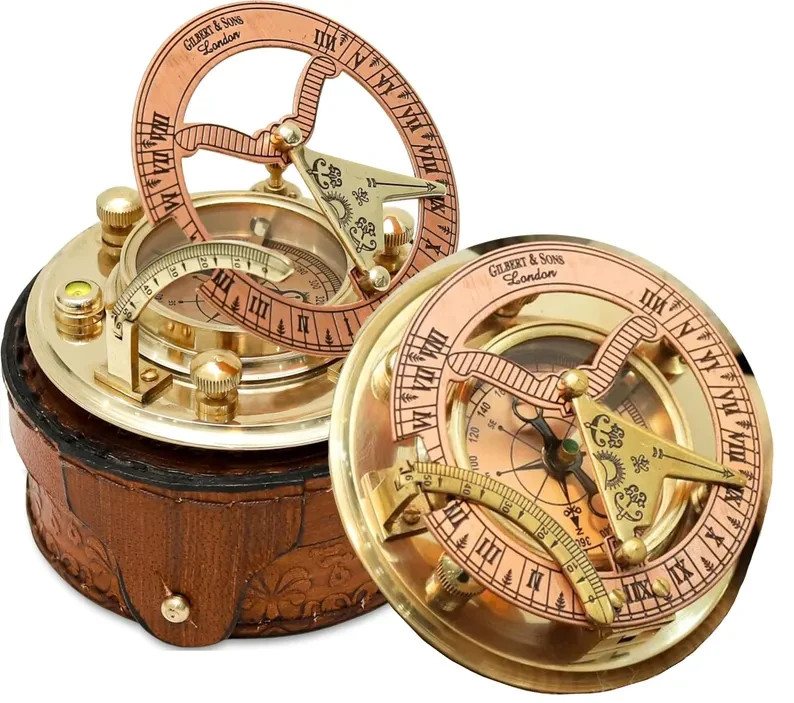 Personalized Brass Sundial Compass, Engraved Nautical Gift