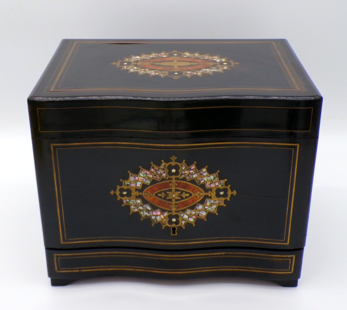 Antique French Napoleon III Wooden Tantalus Cabinet Cut Baccarat Liquor Barware