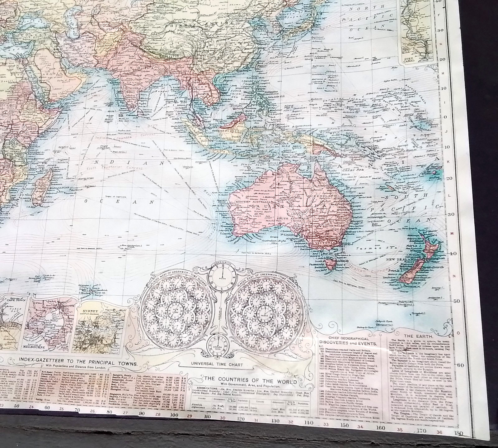 BACON’S New Chart of the WORLD 19x27in London c.1905