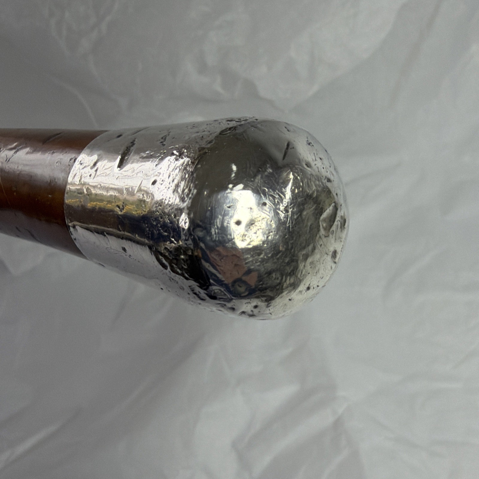 Antique Hallmarked Silver Topped Walking Stick Malacca Shaft London 1909