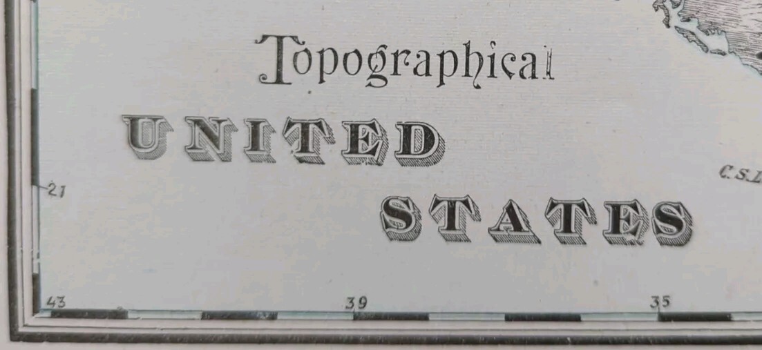 Vintage 1901 TOPOGRAPHICAL UNITED STATES Map 22″x14″ Old Antique Original USA DC
