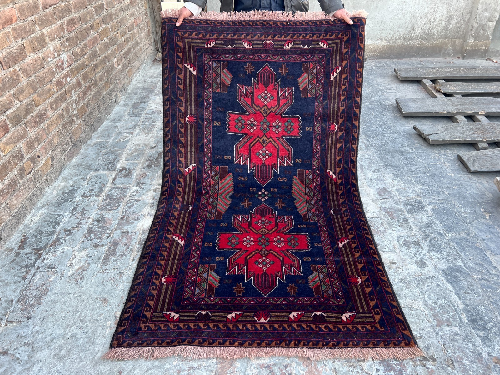 3’8 x 6’3 ft Vintage Afghan Hand-Knotted Baluchi Rare Rug – Tribal Wool Area Rug