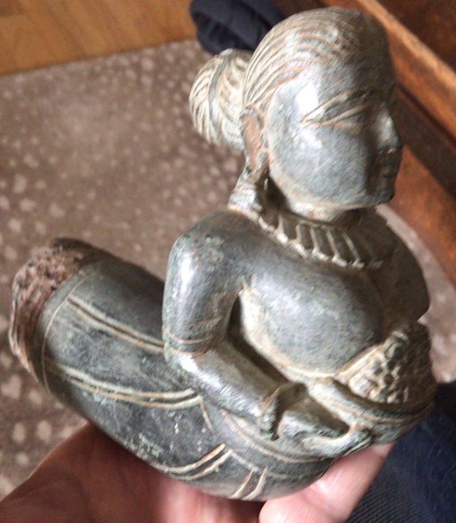 Antique 1700’s Indian Carved Stone “Temple” DOOR BRACKET Hindu Woman w/ Offering