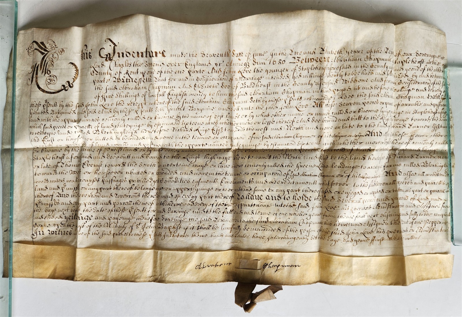 1680 17th CENTURY MANUSCRIPT on VELLUM ANTIQUE BRITISH LEGAL DOCUMENT in ENGLISH